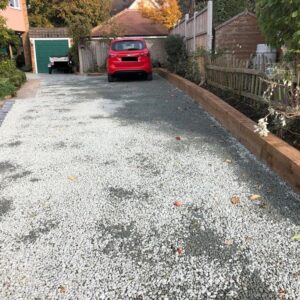 Gravelled Driveway with Railway Sleepers in Ingatestone