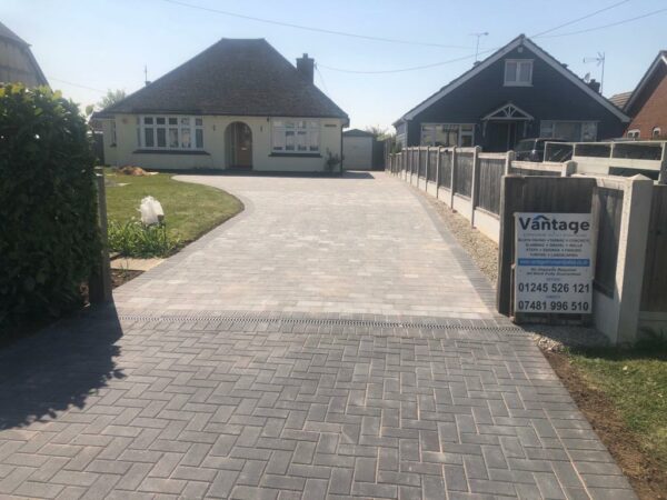 Tegula Paved Driveway with Block Paved Apron in Chelmsford