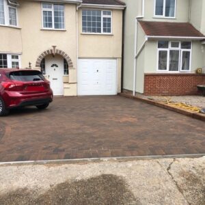 Block Paved Driveway with Wooden Sleepers in Broomfield, Chelmsford