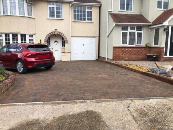 Block Paving Driveway with Wooden Sleepers in Broomfield, Chelmsford