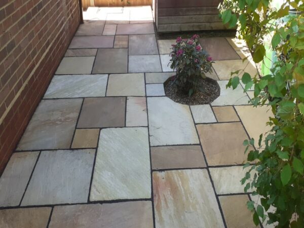 Fossil Mint Indian Sandstone Patio in Stock, Essex