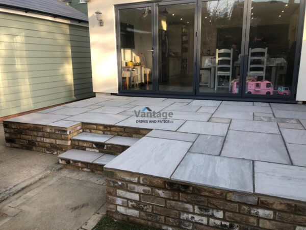 Elevated Kandla Grey Patio with Steps in Chelmsford