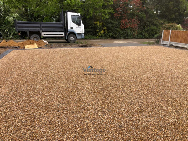 Gravel Driveway with Tegula Paved Apron and Border in Chelmsford