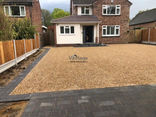 Gravel Driveway with Tegula Paved Apron and Border in Chelmsford