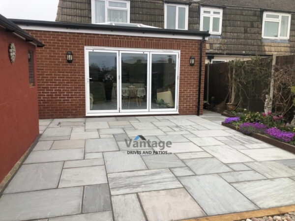 Kandla Grey Indian Sandstone Patio Installation in Chelmsford