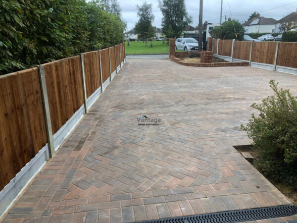 Bracken Block Paved Driveway with New Brickworking and Fencing in…