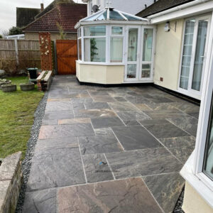 Twilight Indian Sandstone Slabbed Patio in Benfleet