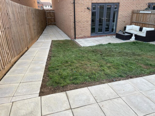 Patio and Pathways with Pendle Grey Slabs in Harlow, Essex