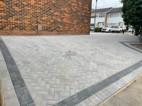 Driveway With Ash Block Paving, Charcoal Barleystone Border And Indian Sandstone Step In Brentwood, Essex (5)