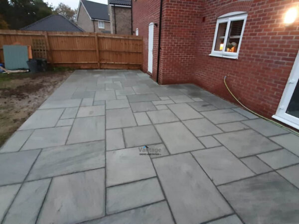 Patio with Kandla Grey Sandstone in Colchester