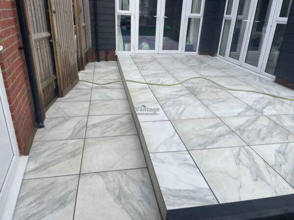 Patio with Porcelain Slabs and Bull-Nose Edging in Chelmsford (2)
