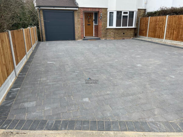 Tegula Paved Driveway with Porcelain Step and New Fencing in…