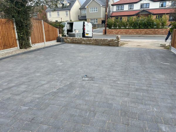 Tegula Paved Driveway with Porcelain Step and New Fencing in Chelmsford (7)
