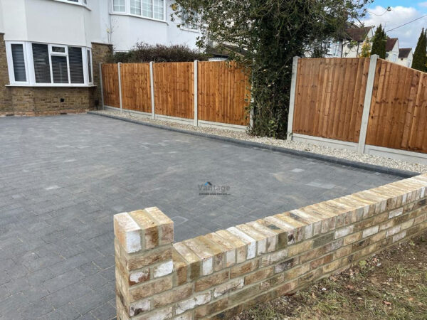 Tegula Paved Driveway with Porcelain Step and New Fencing in Chelmsford (8)