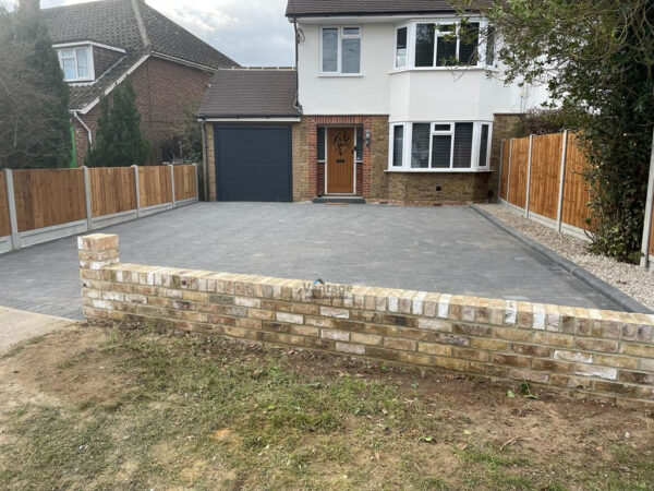Tegula Paved Driveway with Porcelain Step and New Fencing in Chelmsford (9)