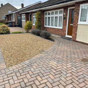 Bracken Block Paved Driveway with Gravel and Indian Sandstone Slabbed…