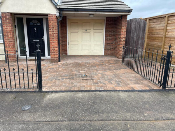 Bracken Block Paved Driveway With Sleepers In Witham, Essex (6)