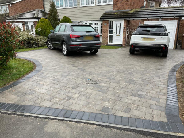 Driveway With Silver Grey Tegula Paving And Damson Border In Chelmsford, Essex (5)