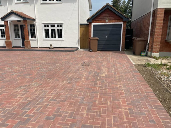 Brindle Block Paved Driveway with Raised Pathway in Chelmsford, Essex